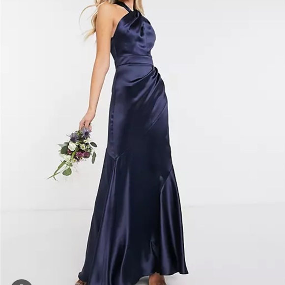 ASOS Satin Halted Maxi Formal Dress - Picture 1 of 12